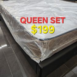 Queen set $199 >> set  ** Mattress And Box Spring