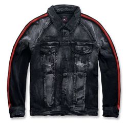 JORDAN CRAIG GRAND PRIX STRIPED DENIM JACKET BLACK SHADOW SZ XL