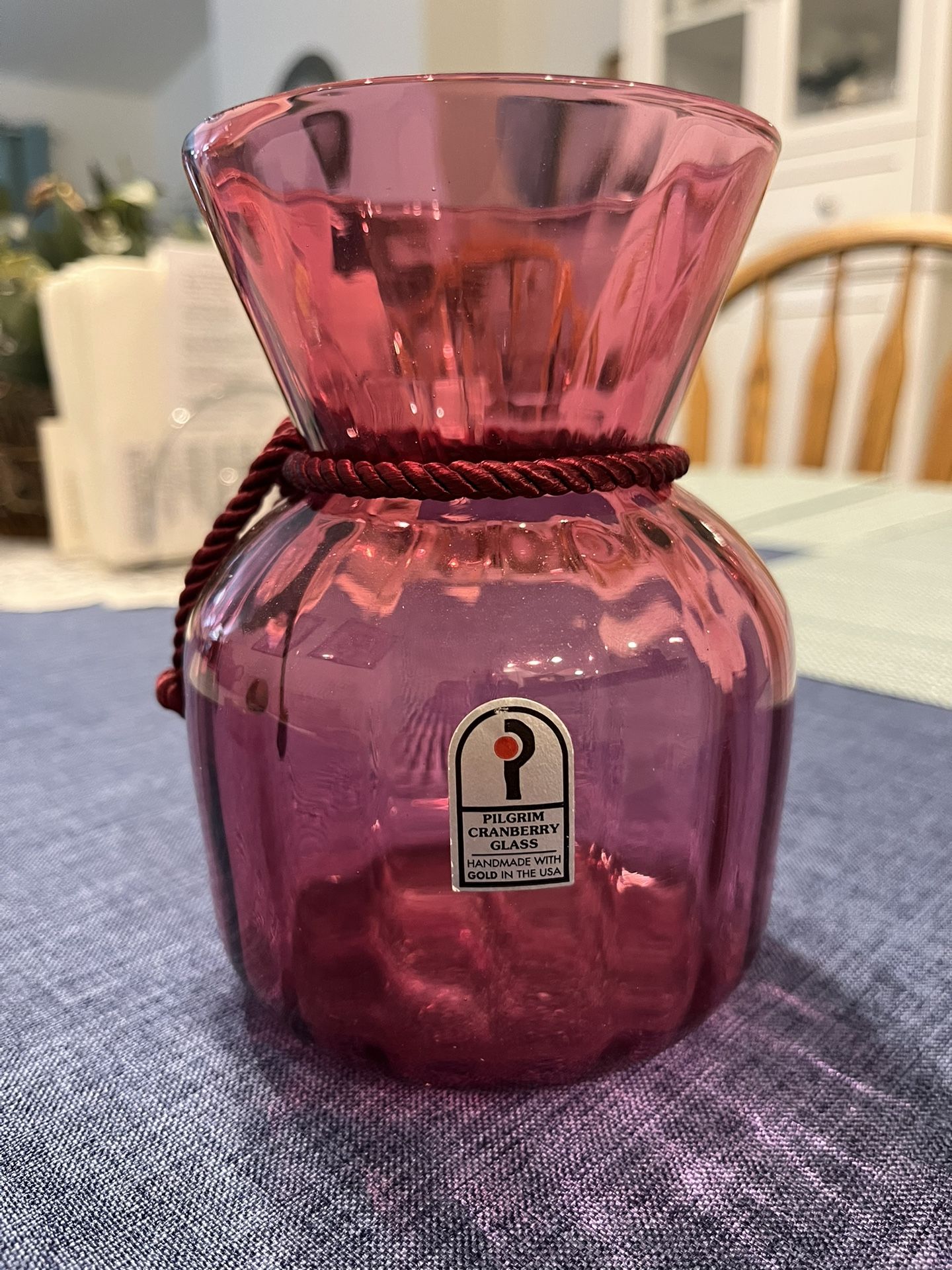 Antique  Pilgram  Cranberry Glass vase
