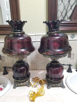 2 Vintage Purple Lamps-Working-$95 EACH