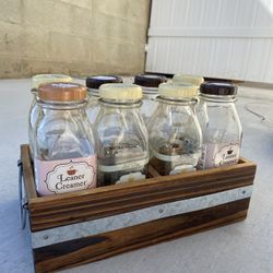 Wooden Milk Bottle & Crate Set