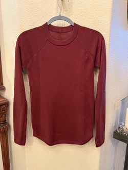 Lululemon Women Maroon Sit In Lotus Merino Wool Crewneck Sweater Size 4-6
