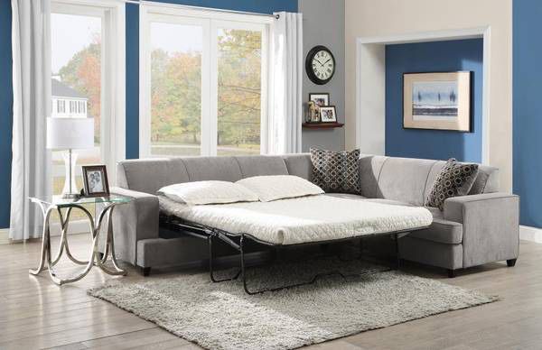 **SUPER SALE** ~L-Shaped Sleeper Sectional with Queen Pull Out in Soft Grey Fabric~ 