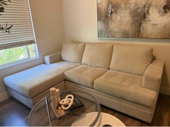 Beige Sectional Sofa with Reversible Chaise