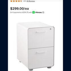 Poppin White 2-Drawer Stow Locking Filing Cabinet