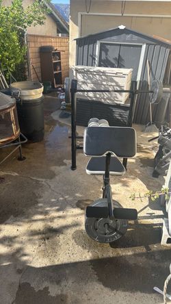 Weight Bench with Barbell Rack and Weights