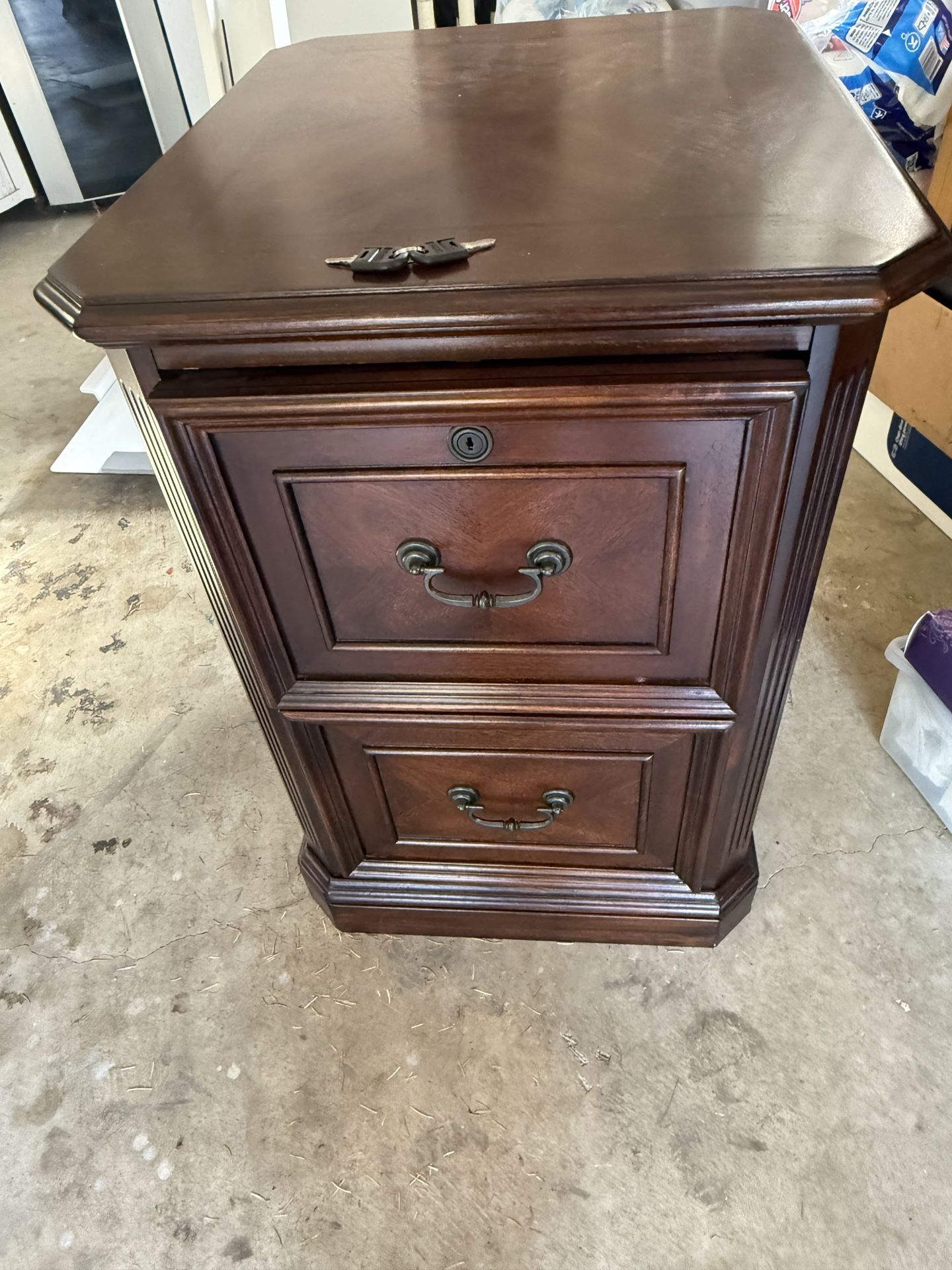 Wood Two Drawer Hanging File Cabinet With Lock