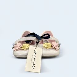 NWT Janie & Jack Floral Shoes, Size 6-12M, MSRP $42
