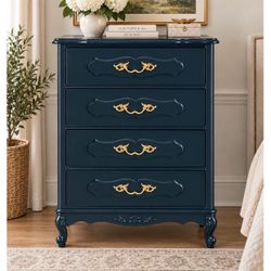 French Provincial Navy Refinished Tall Dresser