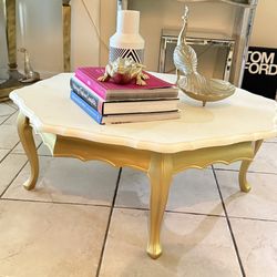 White Octagon Wooden Coffee Table 