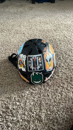 Black Skate Helmet with Stickers