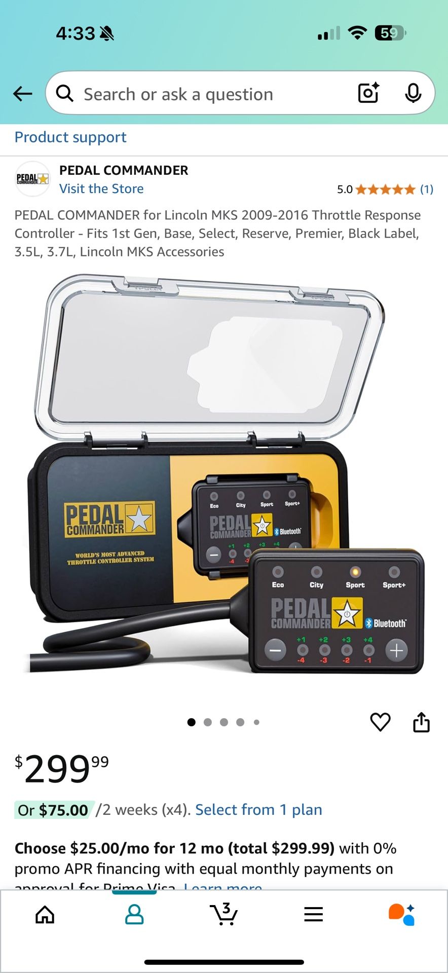 PEDAL COMMANDER for Lincoln MKS 2009-2016 Throttle Response Controller - Fits 1st Gen, Base, Select, Reserve, Premier, Black Label, 3.5L, 3.7L, Lincol