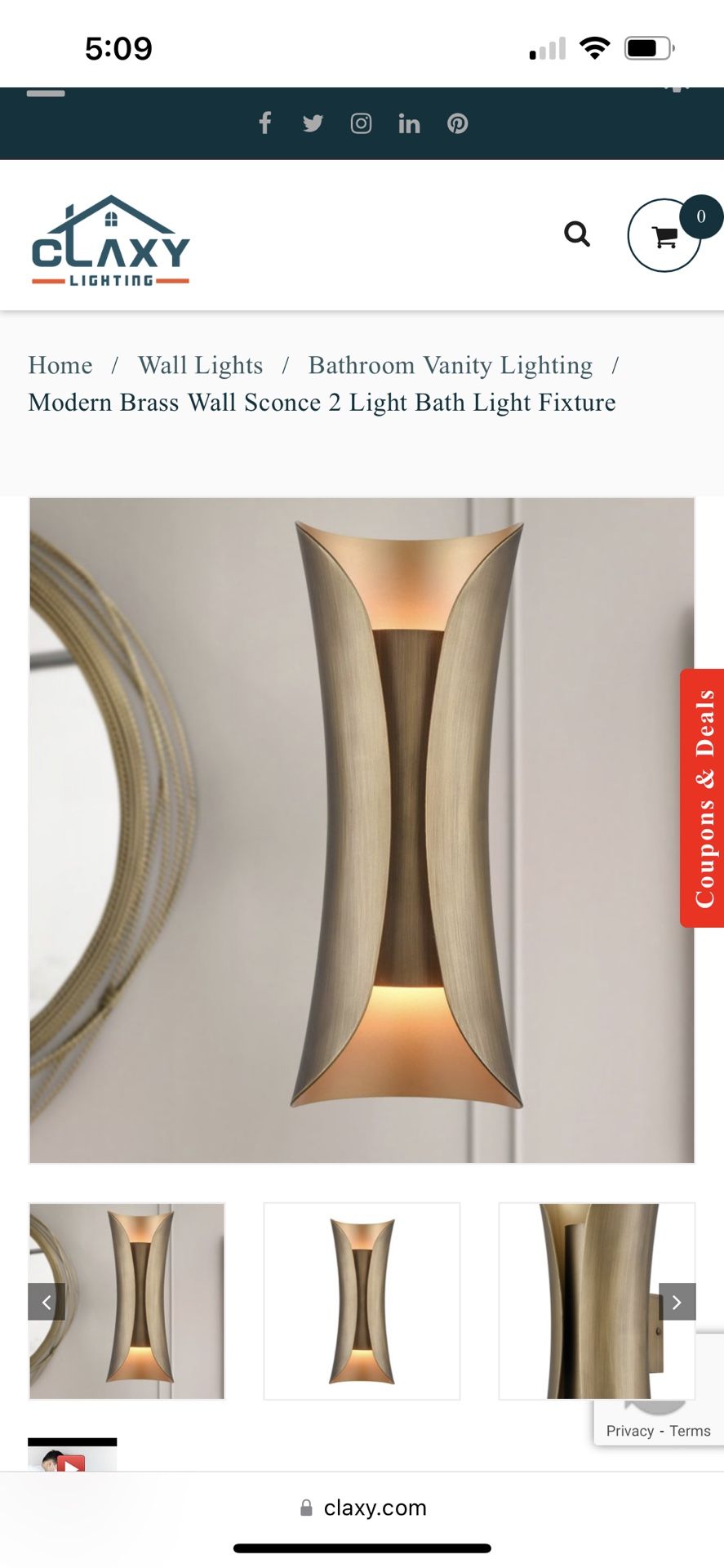 Modern Brass Wall Sconce 2 Light Bath Light Fixture SKU:CL-T3057-2BU