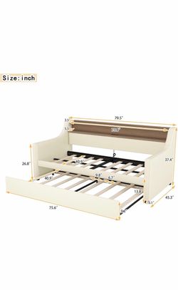 Bellemave Twin Daybed with Trundle, LED Lights & Charging Station