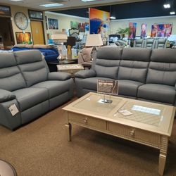 Brand New Genuine Leather Power Reclining Sofa Loveseat Set
