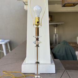 Mid Century Modern Stacked Acrylic/Lucite and Brass Table Lamp