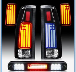 LED Tail Lights Assembly + 3rd Third Brake Cargo Lamp Fit for Chevy & GMC C/K 1500 88-99, C/K 2 88-00, for Chevy Silverado 94-98, Blazer 92-94