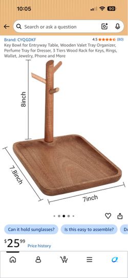 Wooden Valet Tray with Key Hook Stand