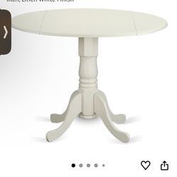 White Drop Leaf Round Kitchen Dining Table