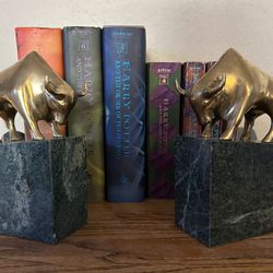 Vintage Green Marble Book Ends