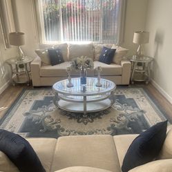 Three Piece Living Room Furniture And End Tables