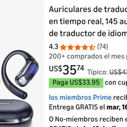 Real-time AI translation earbuds, 145 language translator headphones, open-ear Bluetooth 5.4, no subscription required, 60-hour battery life, USB-C fa
