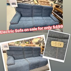 Electric Sofa With Adjustable Headrest And USB Charging Ports On Both Sides 