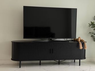 Black Fluted TV Media Console Cabinet