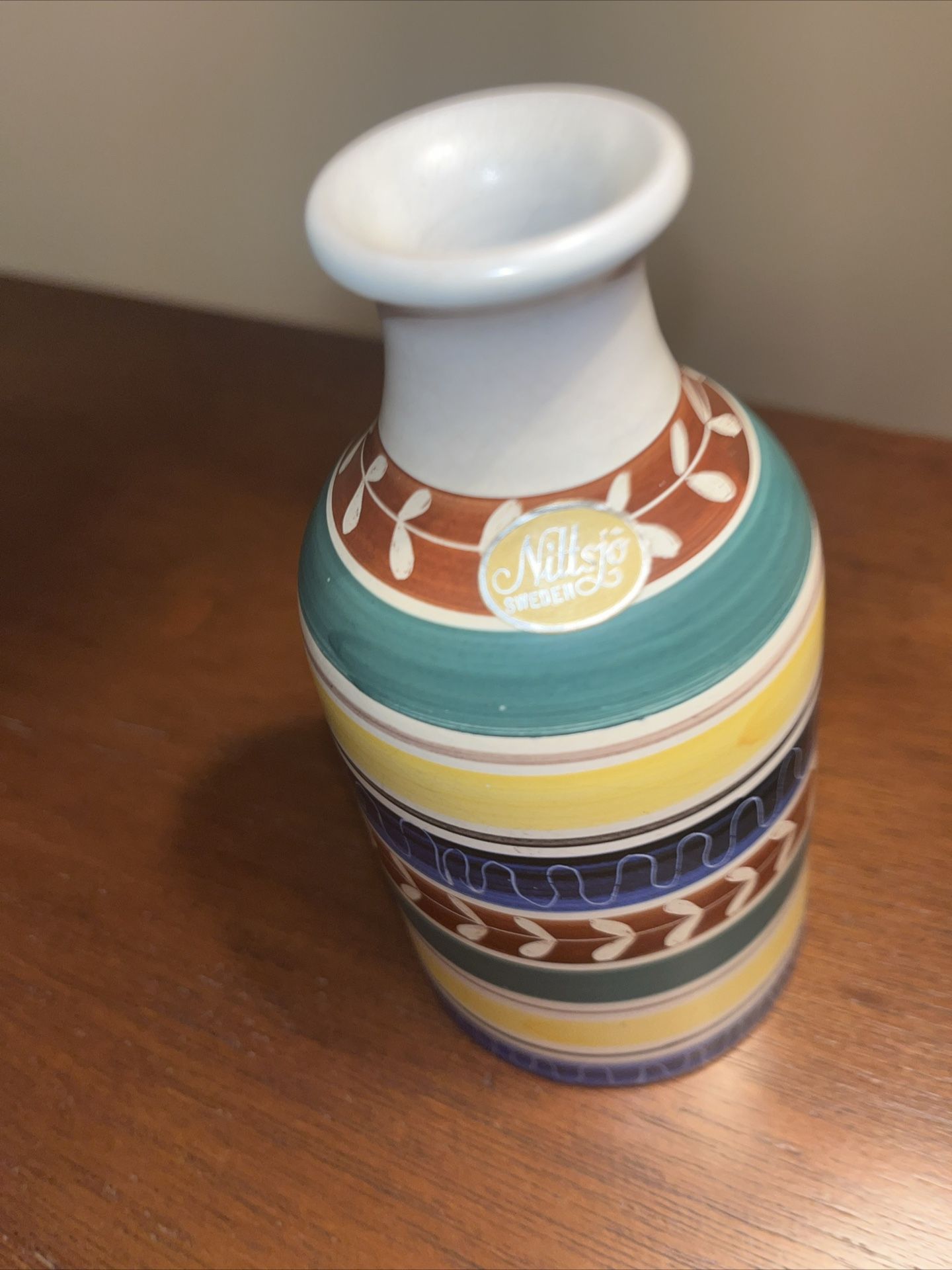 Nittsjo Handmade Sweden Vase- Colorful- Label affixed- Numbered