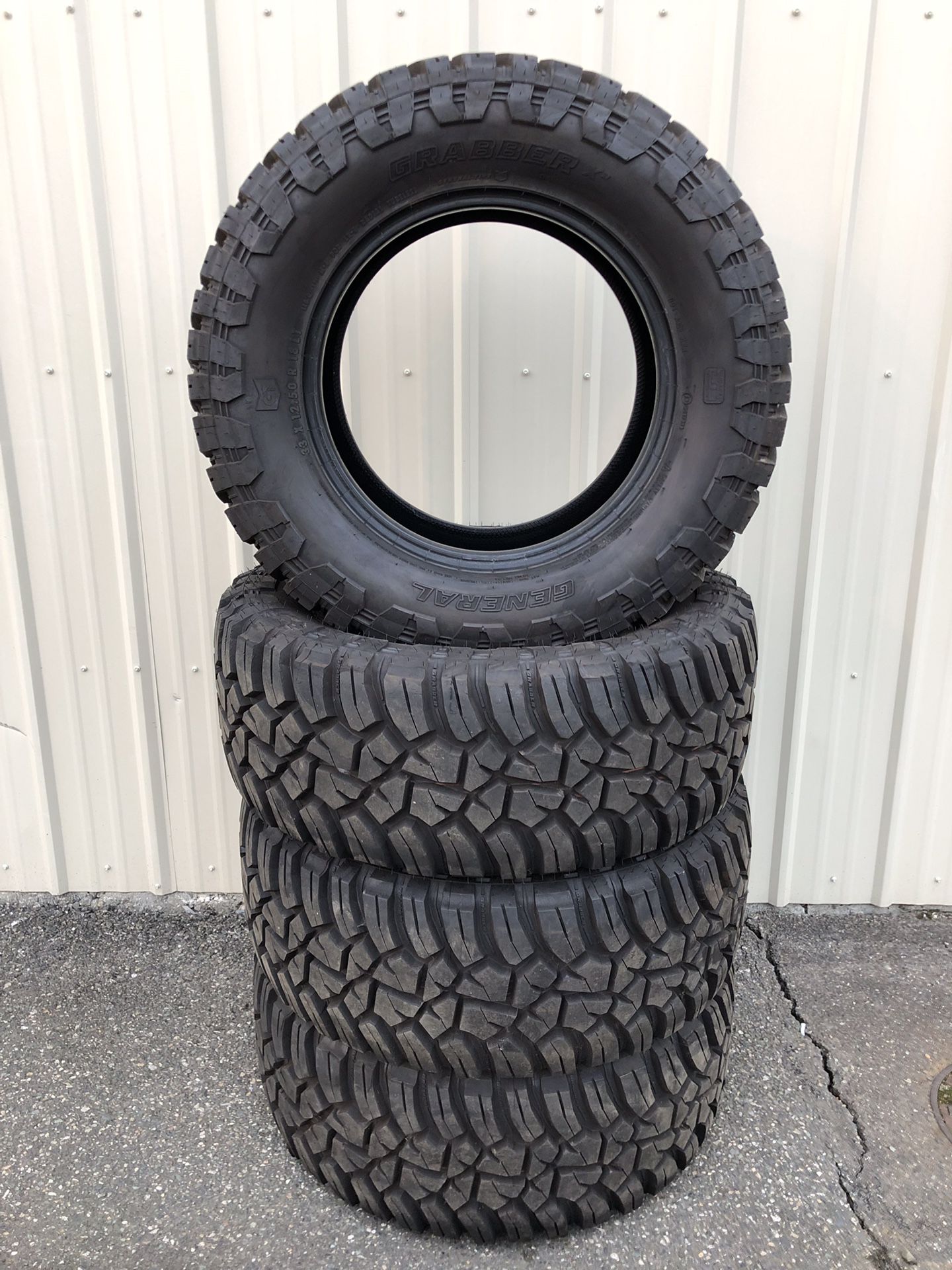 Set of LT 33x12.50R18 General Grabber X3 18" Tires Stock #8730
