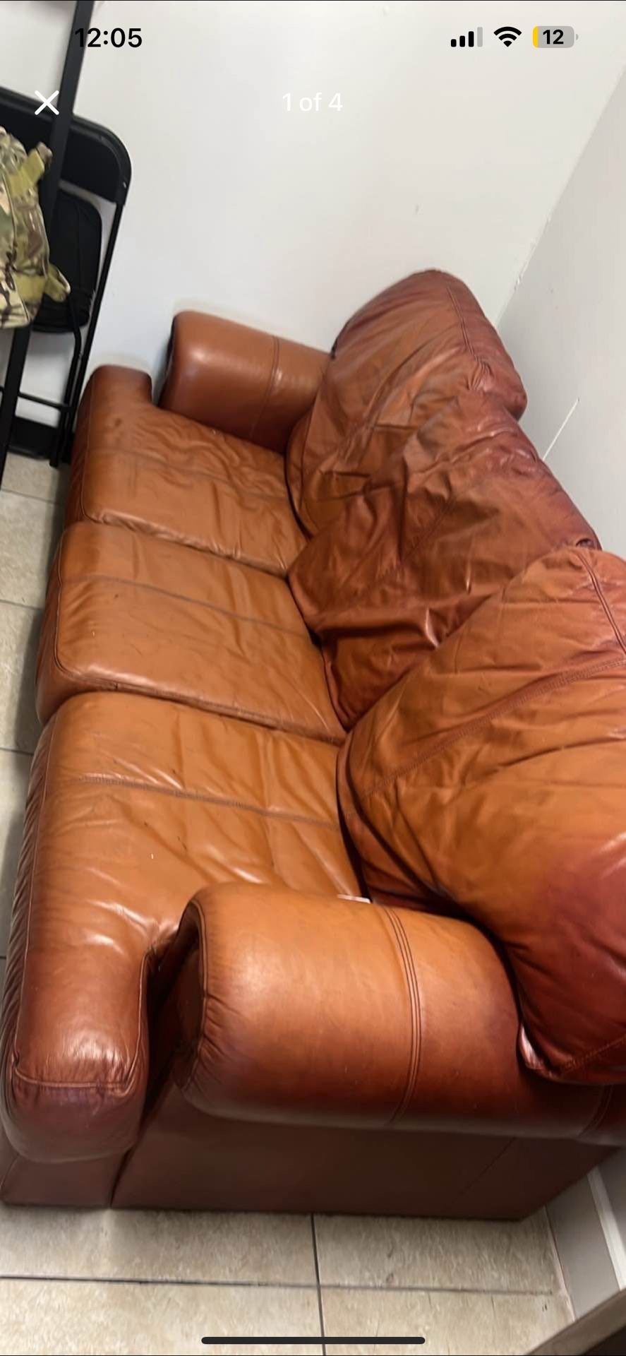 Orange Leather Couch