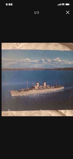 Vintage Color Naval Picture USS General William A Mann T-AP 112 In Seattle