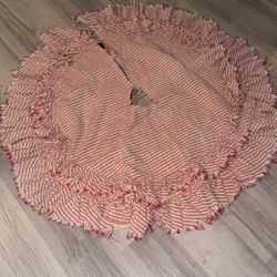 Red Stripped Christmas Tree Skirt 
