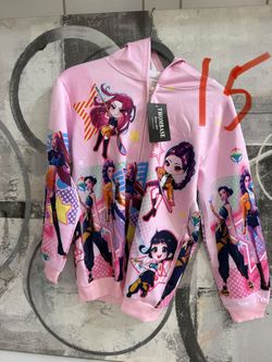 KPop Demon Hunters Zip Up Hoodie Size 15 Light Pink