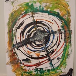 Original Abstract Art Painting 28" x 22" Acrylic on Canvas Panel *50.00*