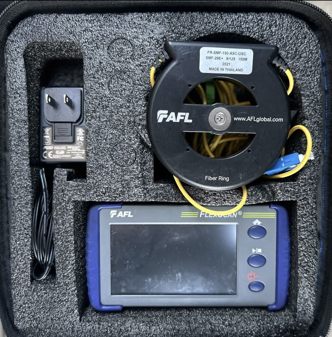 AFL Flexscan FS200 100D U 1(contact info removed) FR-SMF-150-ASC-USC 28E+ OTDR VFL Fiber Ring