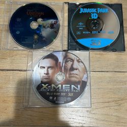 3-3D Movies—-X-Men: Days Of The Future Past 3D, Jurassic Park 3D,  and A Christmas Carol 3D