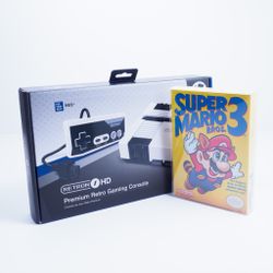 Retron 1 HD in White Nintendo Entertainment System NES Super Mario Bros 3 Bundle