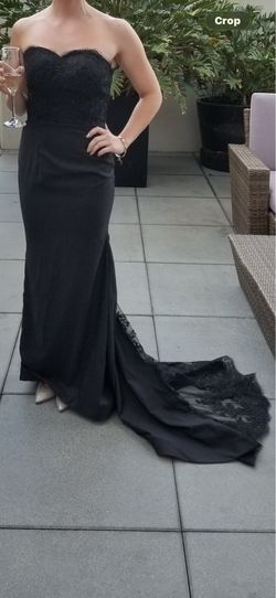 Black Strapless Formal Gown – Lace & Satin Evening Dress