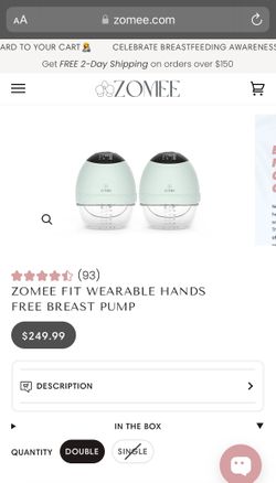 ZOMME Hands Free breast pump, Like new!