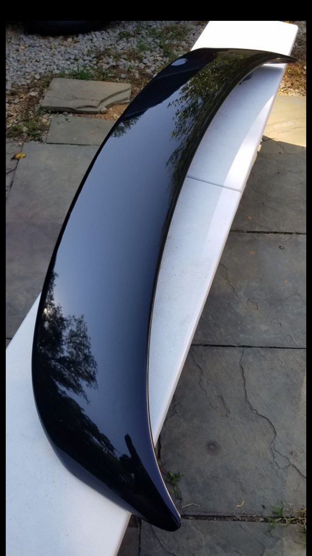Black rear car spoiler with light and cables