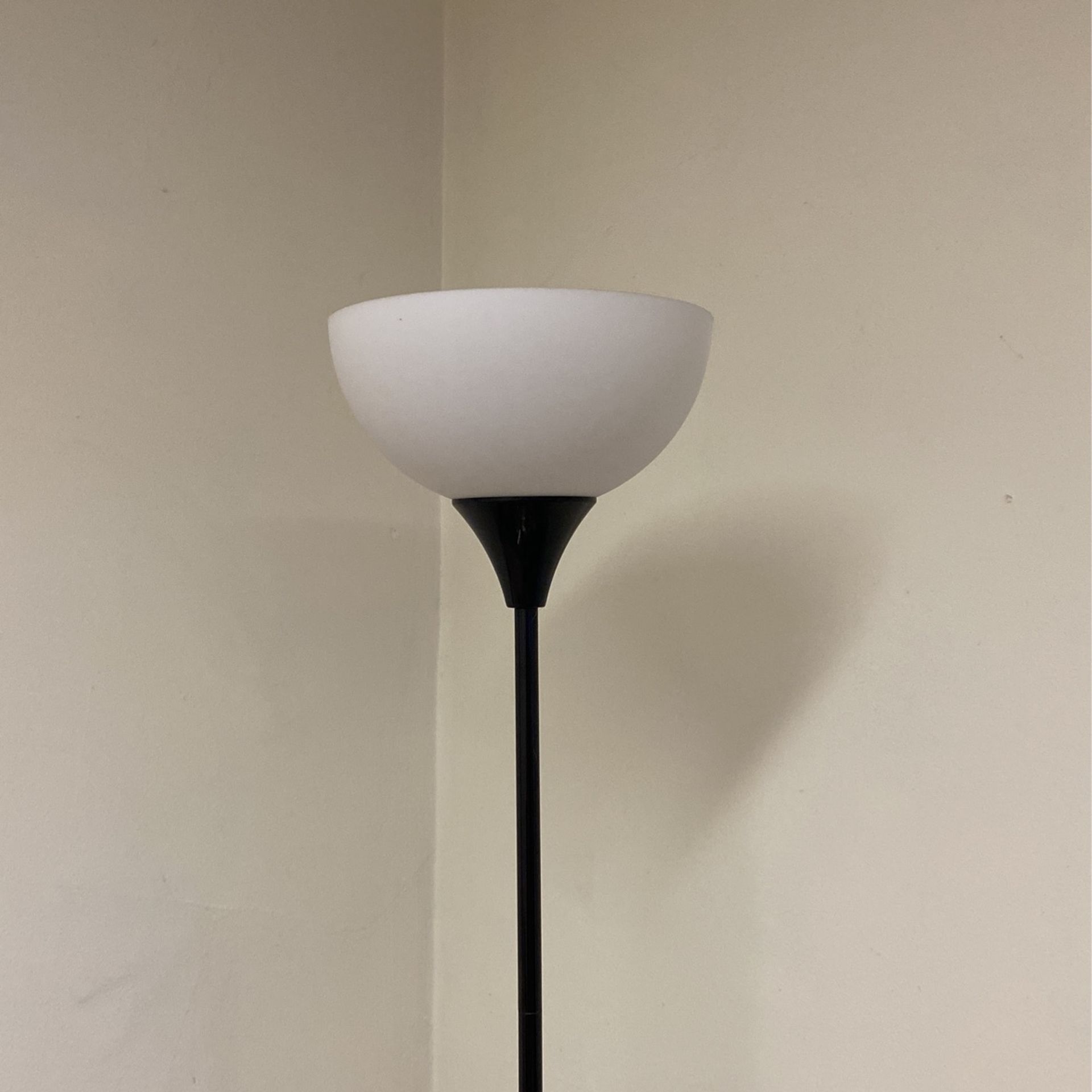 2 Mainstays 71" Floor Lamps, Black, Made of Plastic and Plastic Shade, Mod Styling Good for Young Adult Dorm or Adult Home Office.