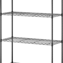 4-Tier Wire Storage Shelves | 36x14x54 | Black | with Adjustable Racks | Heavy-Duty Metal Shelf, Holds Upto 1000 lbs