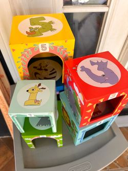 Baby Toddler kid Montessori Wooden Stacking Nesting Blocks