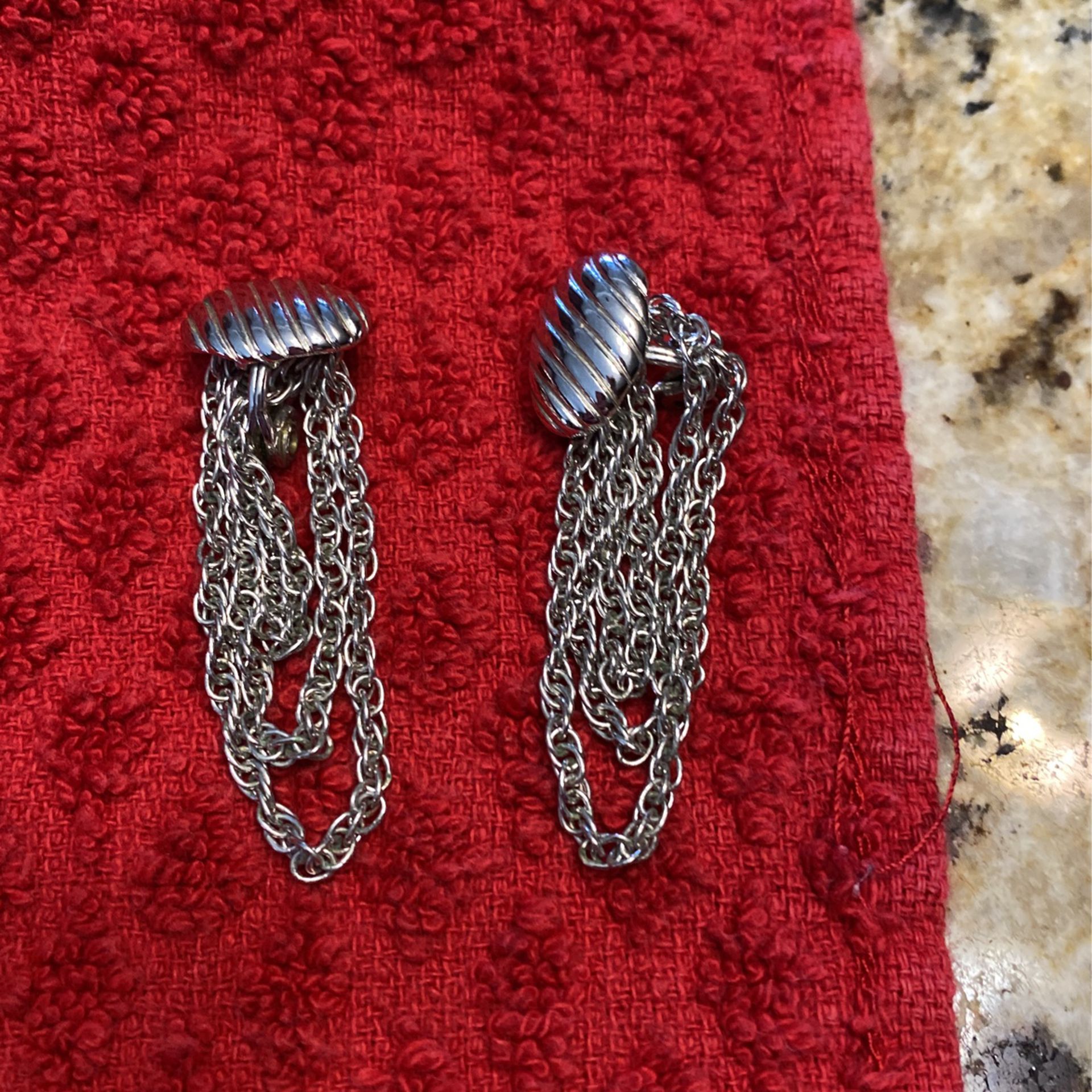 Silver Chain Dangling Earrings 