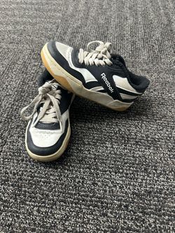 Reebok Royal Unisex Kids 12 Black/White Colorblock Leather Lace-Up Sneaker