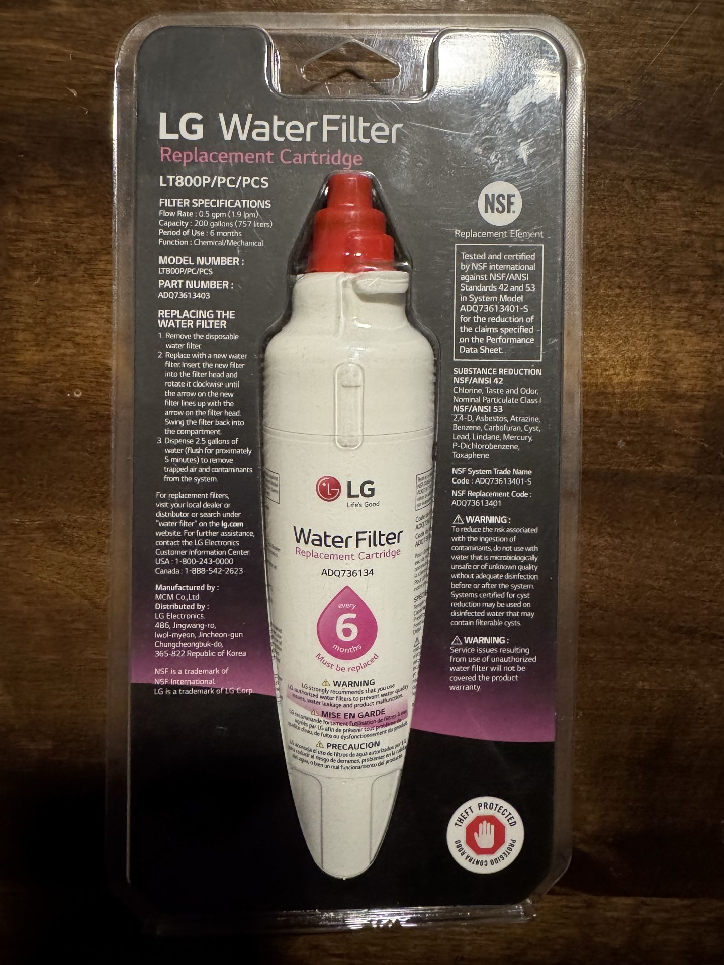 LG Water Filter Replacement Cartridge LT800P/PC/PCS ADQ(contact info removed)3