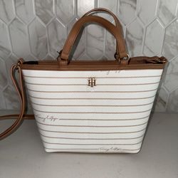 Brand New Tommy Hilfiger Striped Tote Bag – Beige & Brown