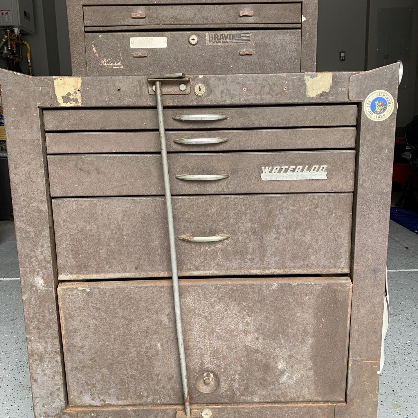 Vintage Waterloo Industrial 20429 Tool Cart And Top Cabinet for