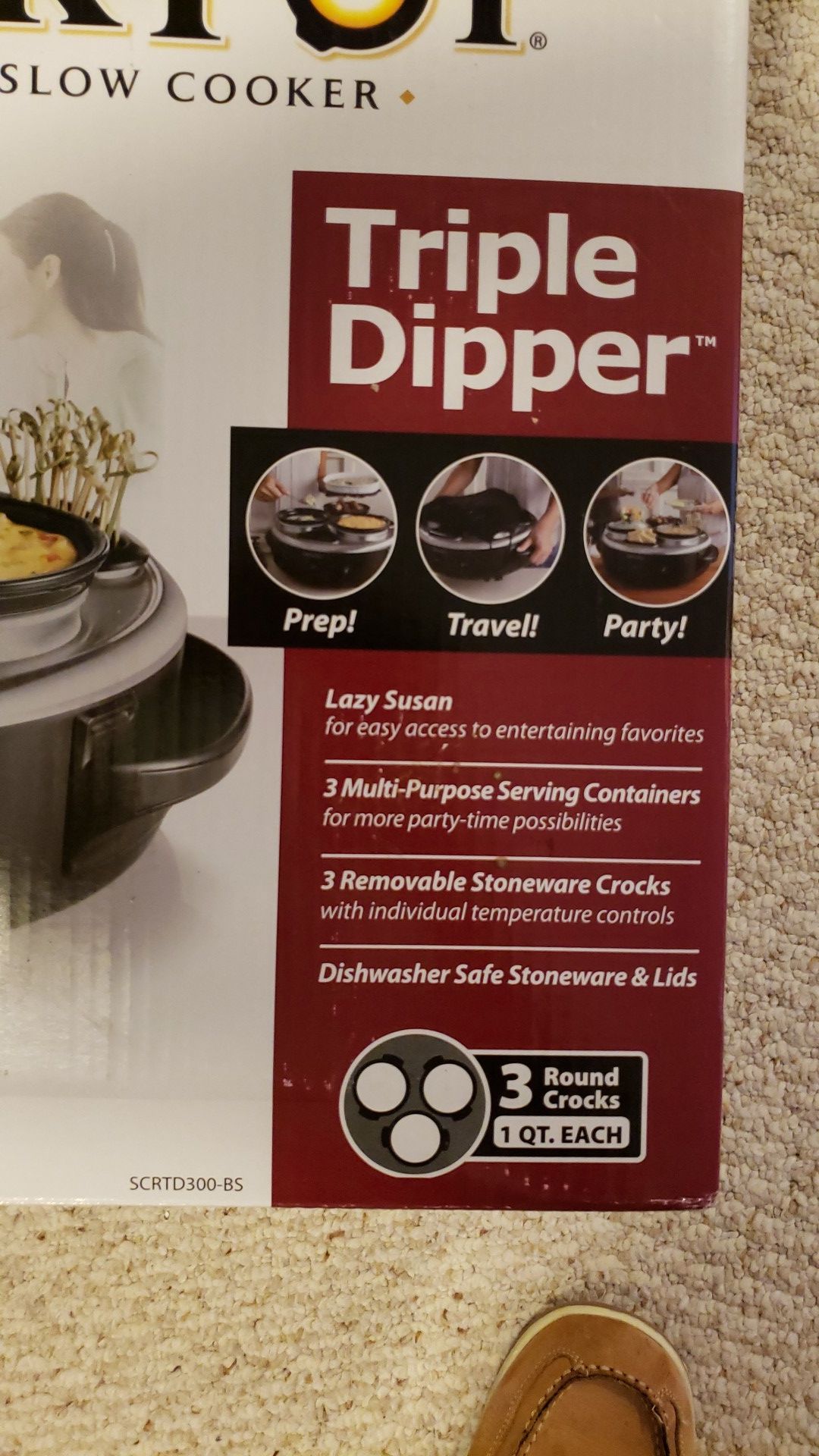 Crock Pot Triple Dipper SCRTD300-BS discontinued model with lazy susan